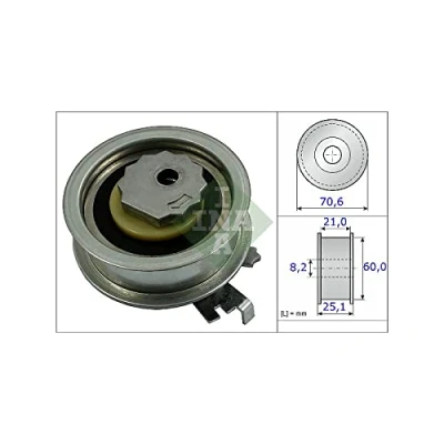 Abbildung von INA 531 0882 10 Spannrolle, Zahnriemen VOLKSWAGEN: Passat B8 Variant, Golf 7 Polo V Schrägheck, SKODA: Fabia III Kombi, Kodiaq