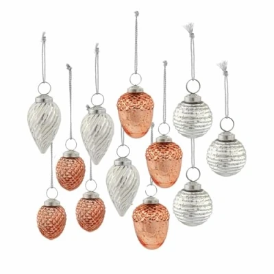 Abbildung von Loberon Weihnachtsschmuck 12er Set Lynette Zapfen Christbaumschmuck Weihnachtsdeko Weihnachten Glas, Messing, H/Ø ca. 8/6 cm, bunt