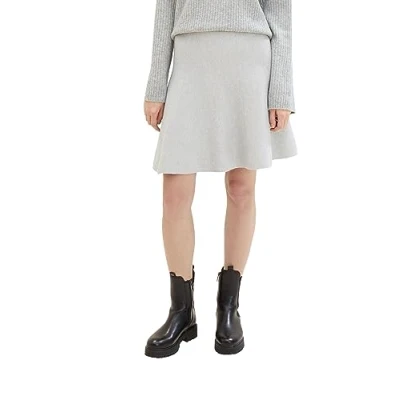 Abbildung von TOM Tailor Denim Skater Skirt Alinienrock, Damen, Größe: Medium, Basic light grey melange