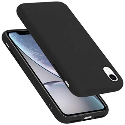 Abbildung von Cadorabo Hülle kompatibel mit Apple iPhone XR Silikon Handyhülle für Case aus flüssigem Kratzfeste und stoßfeste dünne TPU Schutzhülle Liquid SCHWARZ