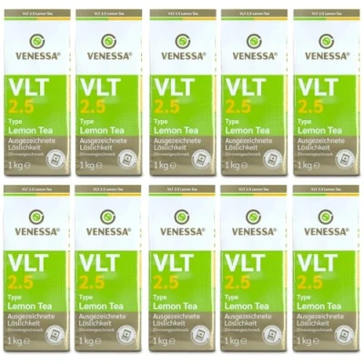 Abbildung von VENESSA VLT 2.5 Teegetränk Zitrone 10 x 1kg Vorratspack Instant Zitronentee, Tee Pulver für Automaten Heiß als Zitronentee genießbar oder kalt Zitronen Eistee. Sehr ergiebig