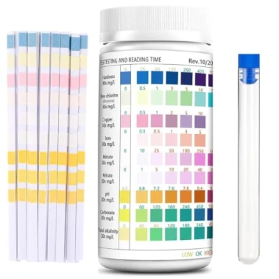 Abbildung von STFYUG 9 In 1 Aquarium Teststreifen, 100 Teststreifen Test Sets, Wassertest, für Aquarien Zubehör Zur Messung Von Ph Wasserhärte Chlor Nitrit Im Fischbecken