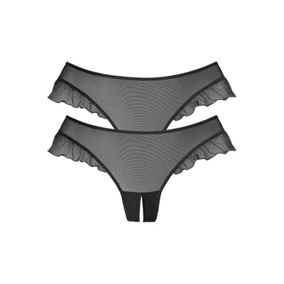 Abbildung von Lascana Thong Ouvert 2 PC. String, Damen, Größe: 36/38, 2x black