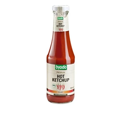 Abbildung von Byodo Hot Ketchup 3er Pack (3 x 500 ml Glas) Scharfer Bio Ketchup, Vegan, Glutenfrei, Ohne Künstliche Zusatzstoffe Ideal für Grill &amp; BBQ