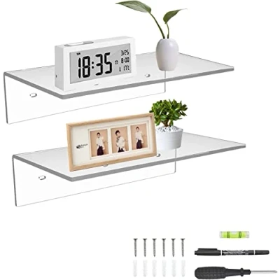 Abbildung von Sezanrpt 30cm klare kleine Wandregale, Acryl Badezimmer Regale für Wand, schwimmende Wohnzimmer, Funko Pop Regale, 2er Set