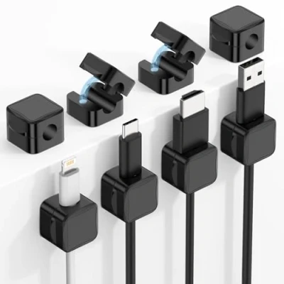Abbildung von MoKo 8 Stück Magnetische Kabelschellen, Magnetischer Schreibtisch Kabel Organisator, Kabelhalter, Kabelmanagement Kabelhalter für Nachttisch Küche, Büro, Auto, Wand, Schwarz