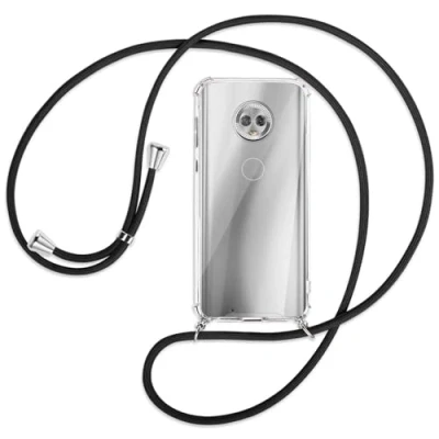 Abbildung von mtb more energy Handykette kompatibel mit Motorola Moto G6 (5.7&#039;&#039;) schwarz Smartphone Hülle zum Umhängen Anti Shock Full TPU Case