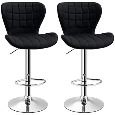 Abbildung von HOMCOM 2er Set Barhocker Modernes Design Verstellbare Sitzhöhe 59 81 cm 360 drehbar Leinen Schwarz