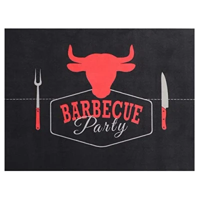 Abbildung von Primaflor Ideen in Textil Fußmatte &quot;BBQ Grillunterlage BARBECUE schwarz&quot;, rechteckig, 5 mm Höhe, Grillmatte ideal als Bodenschutz, ruschhemmend, waschbar