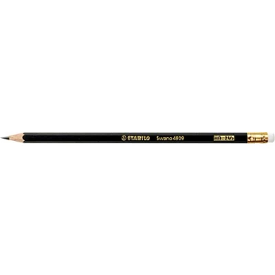 Abbildung von 12 x Stabilo Bleistift Swano HB mit Radierer schwarz