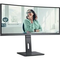 Abbildung von AOC CU34P3CV 34 Zoll WQHD Curved Monitor, höhenverstellbar, Lautsprecher (3440x1440, 100 Hz, HDMI, DisplayPort, USB C (65W PD), RJ45, Hub) schwarz