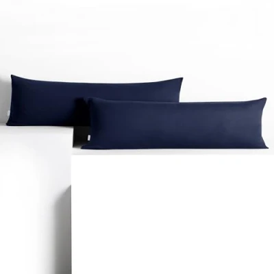 Abbildung von DecoKing 2 Kissenbezüge 40x145 cm Jersey Baumwolle Reißverschluss dunkelblau Amber