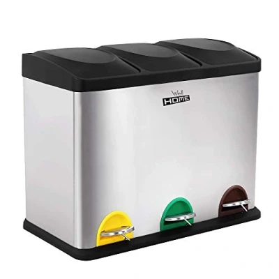 Abbildung von Ökologischer Recyclingwürfel 45 Liter 3 Fächer, Müllrecycling / Recyclingwürfel, große Kapazität, Papier, Glas und Kunststoff, Ausweis