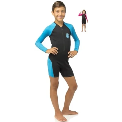 Abbildung von Cressi Little Shark Jr Shorty 2mm Langarm Neoprenanzug für Kinder,Schwarz/Rosa, 15/16 Jahre