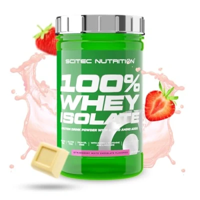 Abbildung von Scitec Nutrition 100% Whey Isolate Reine Proteinleistung mit BCAAs Glutamin &amp; Arginin Zucker Glutenfreie Formel, 700g, Erdbeere Weiße Schokolade