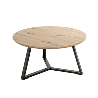 Abbildung von HAKU Möbel Couchtisch Eiche, schwarz, MDF, Metall Maße: H 42 cm x Ø 80 cm, Style: Modern