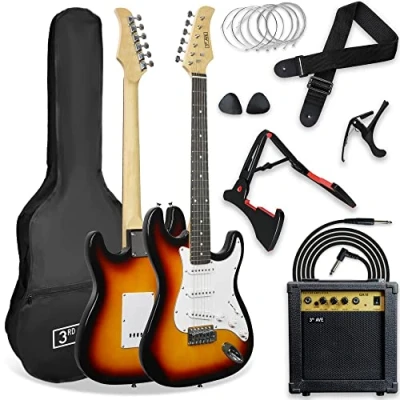 Abbildung von 3rd Avenue XF Full Size 4/4 E Gitarre Ultimate Kit Mit 10 W Verstärker, Digitalem Stimmgerät, Kabel, Ständer, Gigbag, Gurt, Ersatzsaiten, Plektren, Kapodaster Sunburst