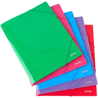Abbildung von Dohe Kunststoffordner (10 Stk.) Gummizugverschluss und Klappen, 5 Farben, Format A4+ 24x32 cm, Dicke 600 Mikron Bürobedarf