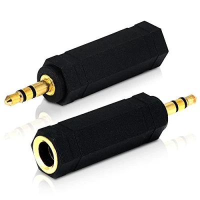 Abbildung von Mobi Lock Vergoldet 3,5 mm (1/8 Zoll) bis 6,35 (1/4 Packung mit 2 Einheiten Stecker von Männlich zu Weiblichen Stereo Adapter und Audio Jack Connector