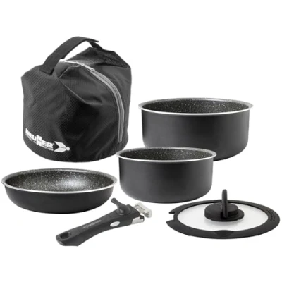 Abbildung von BRUNNER Topf Set Camping Topfset PIRATE Vacublock Leicht, Stapelbar, Alu, (5 tlg)