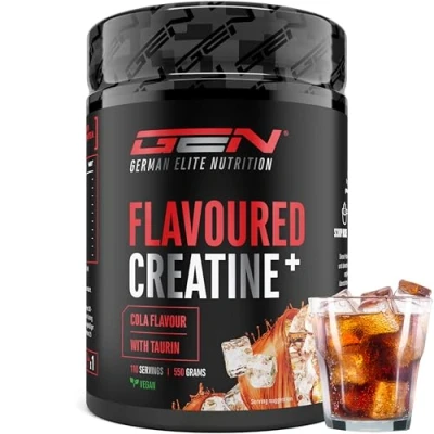 Abbildung von Flavoured Creatine Pulver 550g Creatin Monohydrat + L Taurin Mikronisiertes Kreatin mit Geschmack Ohne Zucker &amp; Top Löslichkeit Vegan (Cola)