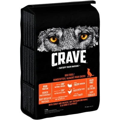 Abbildung von Crave Adult Trockenfutter mit Truthahn &amp; Huhn, 11,5kg (1 Beutel) Premium Hundefutter trocken hohem Proteingehalt und ohne Getreide Hergestellt 100 Prozent natürlichem Huhn