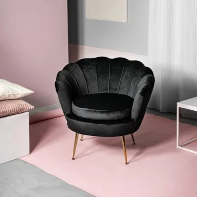 Abbildung von HOMLA Sessel Wohnzimmersessel Relaxsessel Polstersessel Samt Shelly Velours schwarz 82x74x76 cm