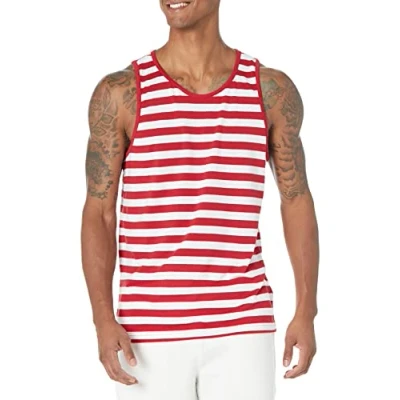Abbildung von Amazon Essentials Herren Tanktop, Normale Passform, Rot/Weiß, XL