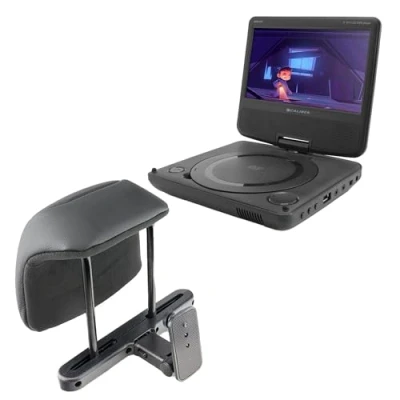 Abbildung von Caliber Tragbarer DVD Player USB Anschluss. MPD107 7 Zoll Bildschirm 840 x 480 Auflösung 2 Stunden Akkulaufzeit Schwarz 180 150 41 mm