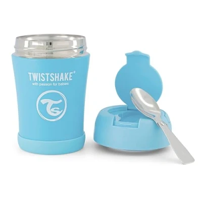 Abbildung von TWISTSHAKE Thermobehälter für Essen Babys und Kinder 350 ml Inklusive klappbarem Löffel Pastel Blue, Blau
