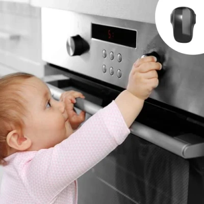 Abbildung von Moonybaby Backofen Kindersicherung, Backofentür starker 3M Kleber, kindersicherer Verschluss für Kleinkinder, hitzebeständiges Material (1 Pack/Schwarz) MB