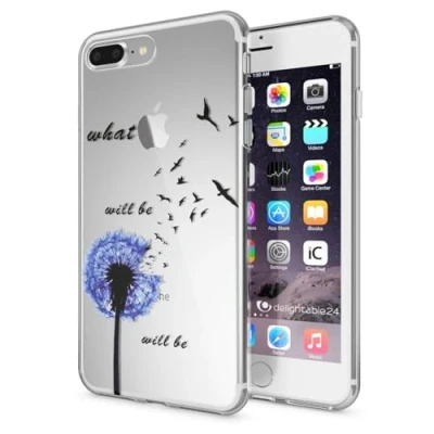 Abbildung von NALIA Handyhülle kompatibel mit iPhone 8 Plus / 7 Plus, Slim Silikon Motiv Handy Case Crystal Schutz Hülle Dünn Durchsichtig, Etui Back Cover Schale Transparent Bumper, Designs:Dandelion Blau