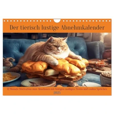 Abbildung von Der tierisch lustige Abnehmkalender (Wandkalender 2025 DIN A4 quer), CALVENDO Monatskalender