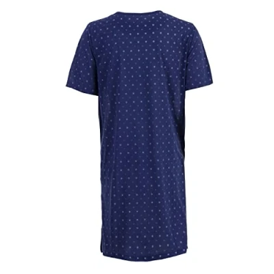 Abbildung von Herren Nachthemd Kurzarm Knopfleiste einfarbig mit Brusttasche Schlafshirt, Farbe:Navy, Größe:L