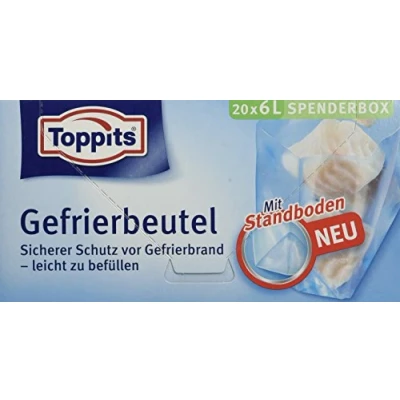Abbildung von Toppits Gefrierbeutel, 6 Liter, Standboden, 20 Stück, Transparent