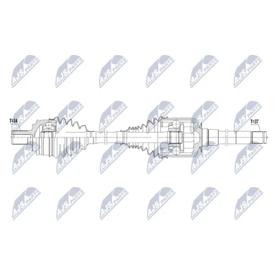 Abbildung von NTY NPW ME 219 Antriebswelle Vorderachse rechts 1007mm Automatikgetriebe