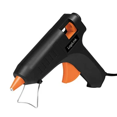 Abbildung von LogiLink WZ0051 Mini Heißklebepistole 20W ideal für DIY (do it yourself) Arbeiten mit Standfuß, Farbe: Schwarz 2 Patronen Ø11,2mm