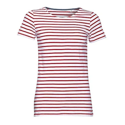 Abbildung von SOLS Rundhalsshirt Damen Striped T Shirt modisch gestreift