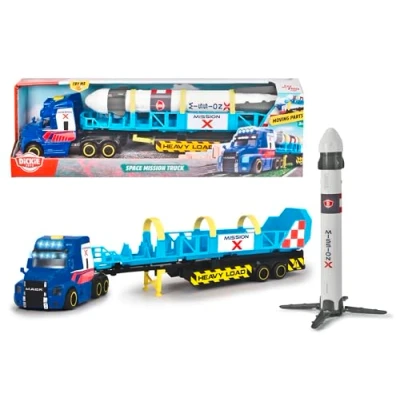 Abbildung von Dickie Toys Spielzeug LKW Space Mission Truck, mit Anhänger und Boot, Licht Sound