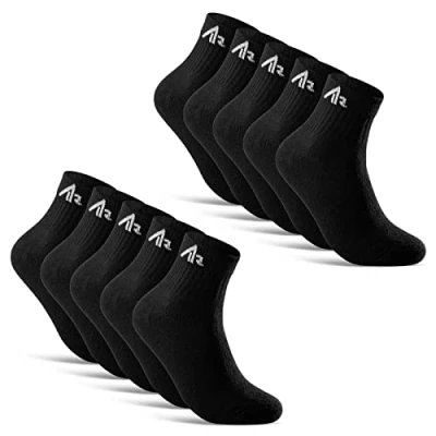 Abbildung von 10 Paar i1R kurze Sportsocken Quarter Tennissocken Herren Damen Baumwolle 10301 (39 42 Schwarz Kurz)