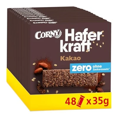 Abbildung von Haferriegel Corny Haferkraft Zero Kakao, ohne Zuckerzusatz, 125 kcal pro Riegel, vegan, 48x35g