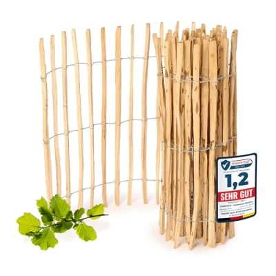 Abbildung von Garronda Gartenzaun zum Stecken aus Haselnüsse Zaun Garten Staketenzaun Beeteinfassung Holz Steckzaun Hochwertiger für Ihren GD 0079 (Lattenabstand: 3 5 cm, 100 cm x 500 cm)