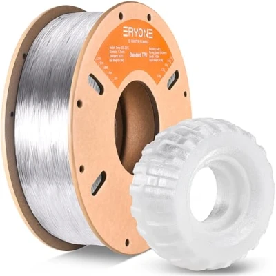 Abbildung von ERYONE TPU Filament 1.75mm, 3D Drucker 0.5kg 1 Spool, 0.05mm, Transparent