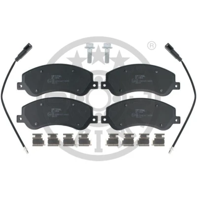 Abbildung von OPTIMAL BP 12656 Bremsbelagsatz Vorderachse inkl. Verschleißwarnkontakt mit Bremssattelschrauben Zubehör FORD: Transit Mk6 Kastenwagen