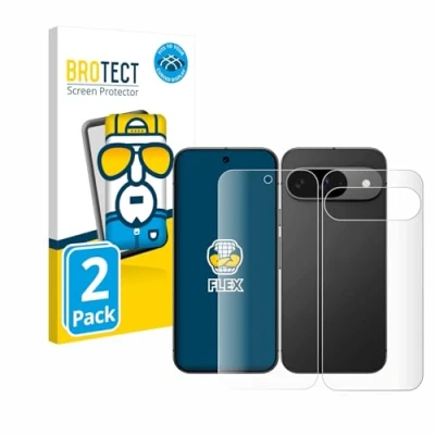 Abbildung von BROTECT 2 Stück Full Cover Schutzfolie für Google Pixel 9 (Display+Rückseite) Screen Displayschutz Folie [3D Curved, Kristall Klar]