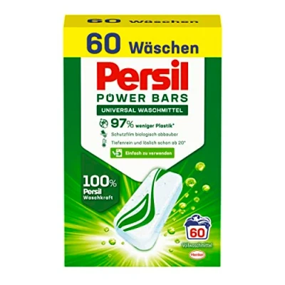 Abbildung von Persil Power Bars Universal Waschmittel (60 Waschladungen), vordosiertes Vollwaschmittel in nachhaltiger Verpackung, für hygienisch reine Wäsche bereits ab 20 C