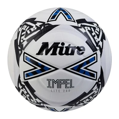 Abbildung von Mitre Impel Lite 290 Fußball sehr strapazierfähig Leichter Ball, Weiß/Schwarz/Blau, 4