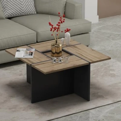 Abbildung von Homidea Silva Couchtisch Moderner Wohnzimmertisch Kaffeetisch Beistelltisch in trendigem Design (Eiche/Anthrazit)