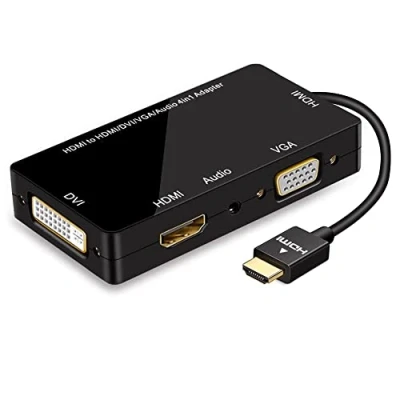 Abbildung von ConnBull HDMI auf VGA DVI Adapter Converter 1080P Synchronanzeige zu Audio 4 in 1 Videokonverter