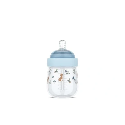 Abbildung von Mepal Babyflasche Mio Little Dutch Transparente Kappe zur Aufbewahrung Anti Kolik Babyflaschen Spiralförmiges Design verhindert Verstopfungen Medizinisches Silikon 165 ml Forest Friends